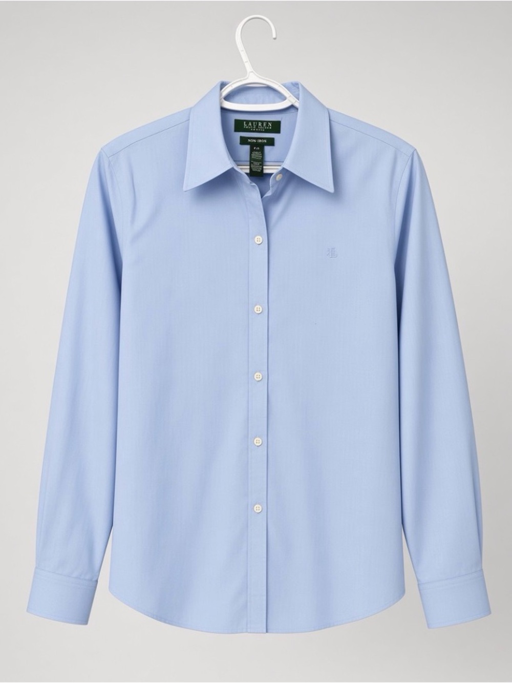 Lauren Ralph Lauren Petite Non-Iron Light Blue Button-Down Shirt – Size P/L